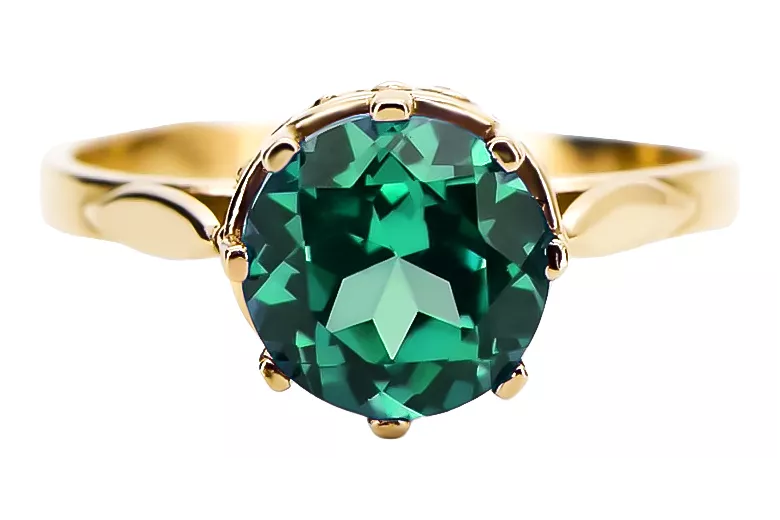 Ring Vintage Schmuck Smaragd 14 Karat Gelbgold vrc366y